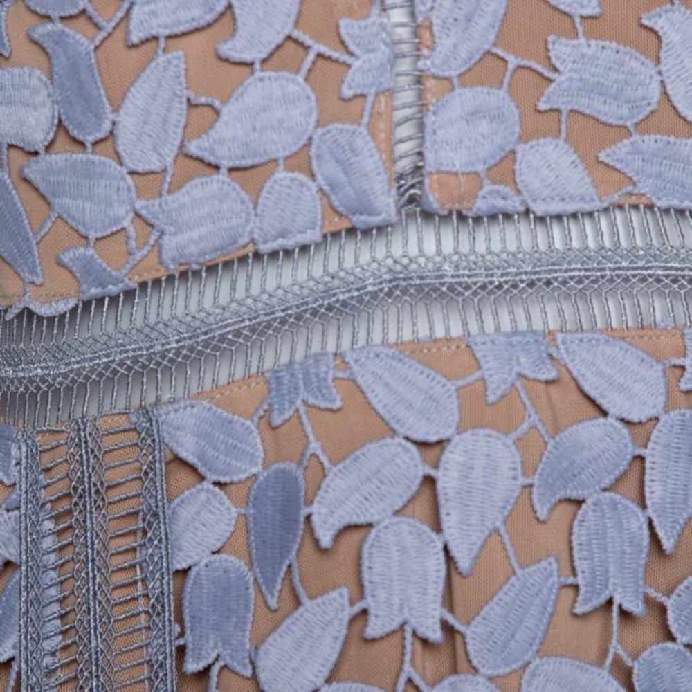 Self-Portrait Lavender Appliqué Midi Dress with Nude Lining Floral SZ 0 - Picture 14 of 14